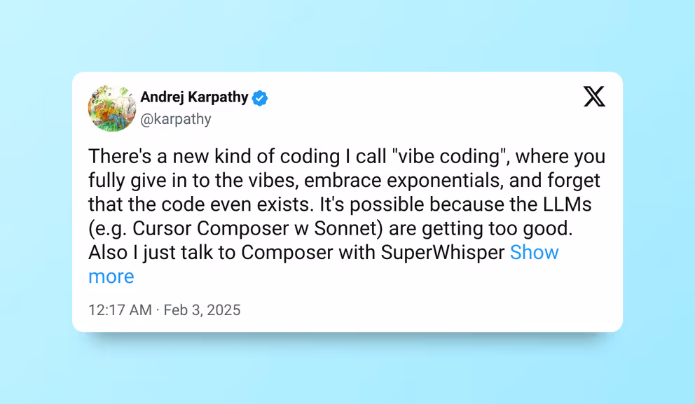 Definition von Vibe Coding von Andrej Karpathy Andrej Karpathy auf Twitter: "There's a new kind of coding I call "vibe coding", where you fully give in to the vibes, embrace exponentials, and forget that the code even exists.