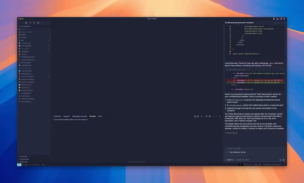 Cursor IDE Screenshot der Cursor IDE