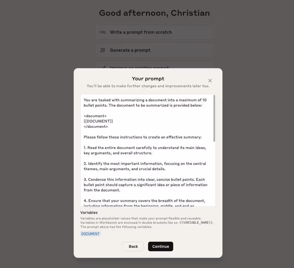Meta-Prompt aus der Anthropic Konsole