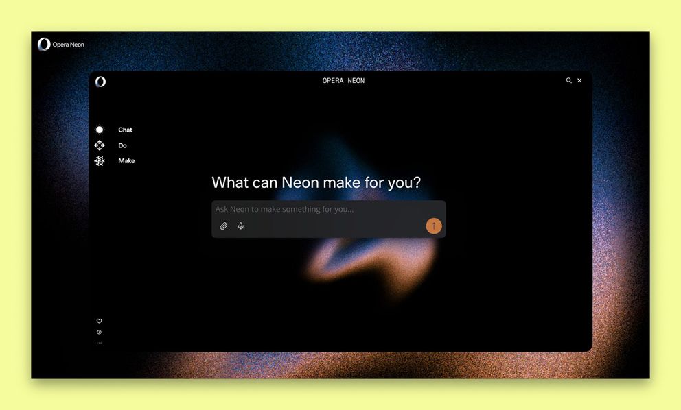 Screenshot des Opera Neon Browsers