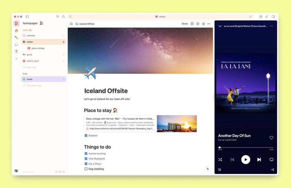 Screenshot des SigmaOS AI Browsers