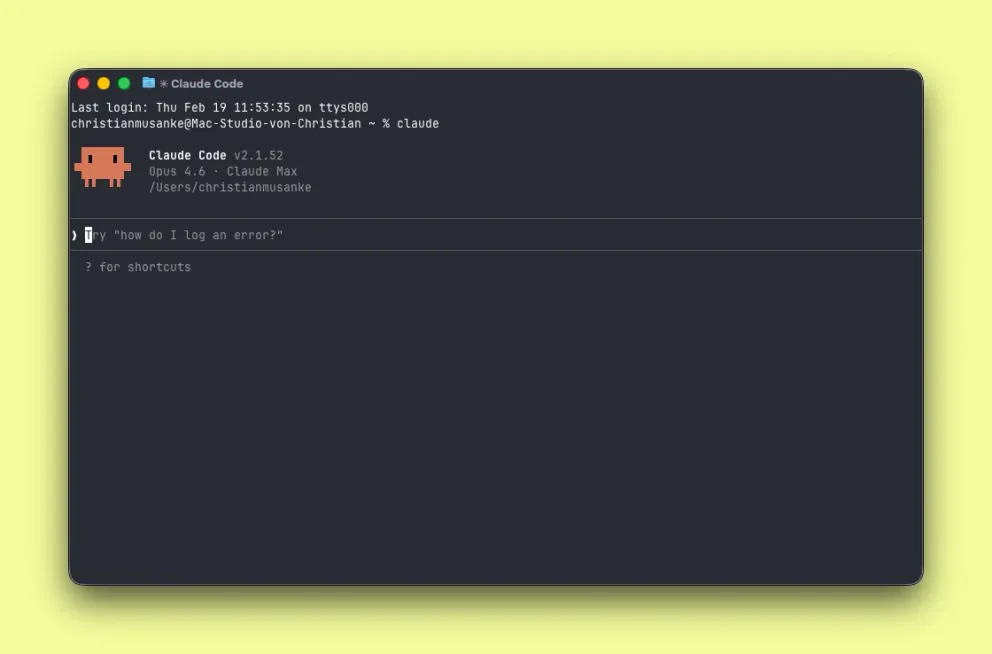 Screenshot der Start-Oberfläche von Claude Code im Terminal